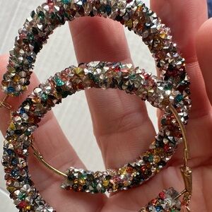 Multicolor Crystal Hoop Earrings